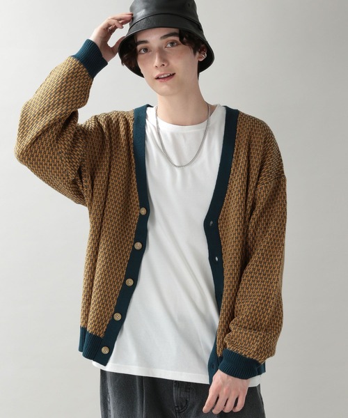 RAGEBLUE（レイジブルー）の「総柄ビッグニットカーディガン/264628（カーディガン/ボレロ・メンズ・ベージュ/ライトブルー/イエロー・MEDIUM/LARGE）」の16枚目の写真