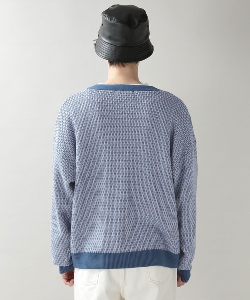 RAGEBLUE（レイジブルー）の「総柄ビッグニットカーディガン/264628（カーディガン/ボレロ・メンズ・ベージュ/ライトブルー/イエロー・MEDIUM/LARGE）」の8枚目の写真