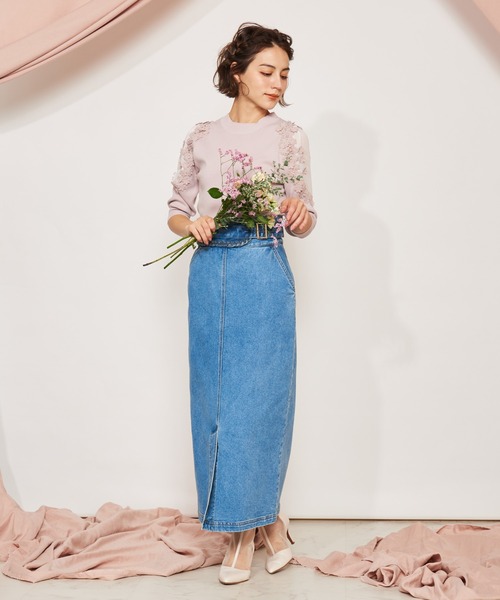 NOELA(ノエラ)の「デザインベルトタイトデニムスカート(デニムスカート・レディース・ダークインディゴブルー/インディゴブルー/オフホワイト・M/S)」の12枚目の写真