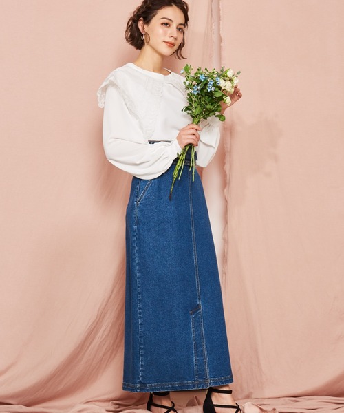 NOELA(ノエラ)の「デザインベルトタイトデニムスカート(デニムスカート・レディース・ダークインディゴブルー/インディゴブルー/オフホワイト・M/S)」の15枚目の写真