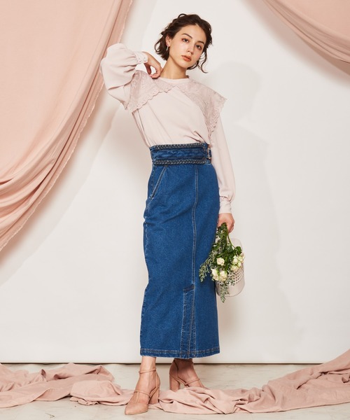 NOELA(ノエラ)の「デザインベルトタイトデニムスカート(デニムスカート・レディース・ダークインディゴブルー/インディゴブルー/オフホワイト・M/S)」の10枚目の写真