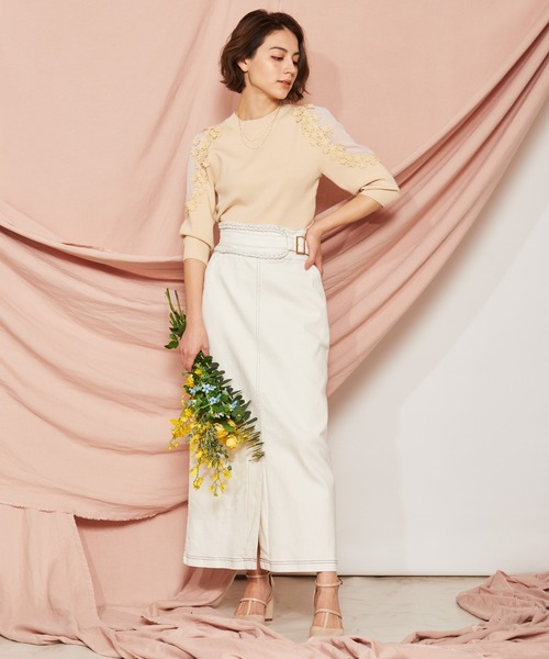 NOELA(ノエラ)の「デザインベルトタイトデニムスカート(デニムスカート・レディース・ダークインディゴブルー/インディゴブルー/オフホワイト・M/S)」の16枚目の写真