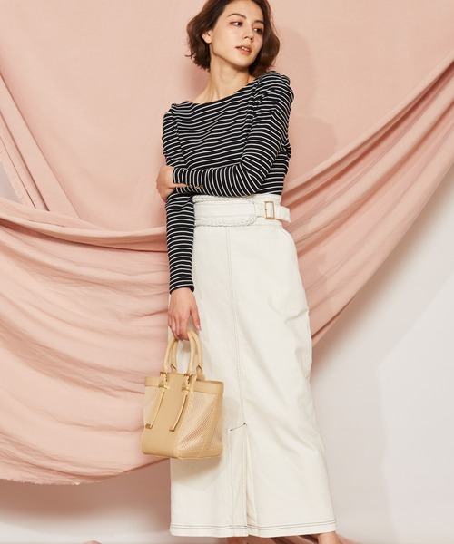 NOELA(ノエラ)の「デザインベルトタイトデニムスカート(デニムスカート・レディース・ダークインディゴブルー/インディゴブルー/オフホワイト・M/S)」の5枚目の写真