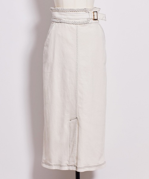 NOELA(ノエラ)の「デザインベルトタイトデニムスカート(デニムスカート・レディース・ダークインディゴブルー/インディゴブルー/オフホワイト・M/S)」の8枚目の写真