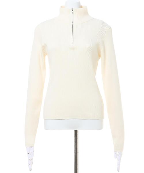 INGNI（イング）の「ハーフジップハイネックニット（ニット/セーター・レディース・ブラック/ベージュ/アイボリー・M）」の4枚目の写真