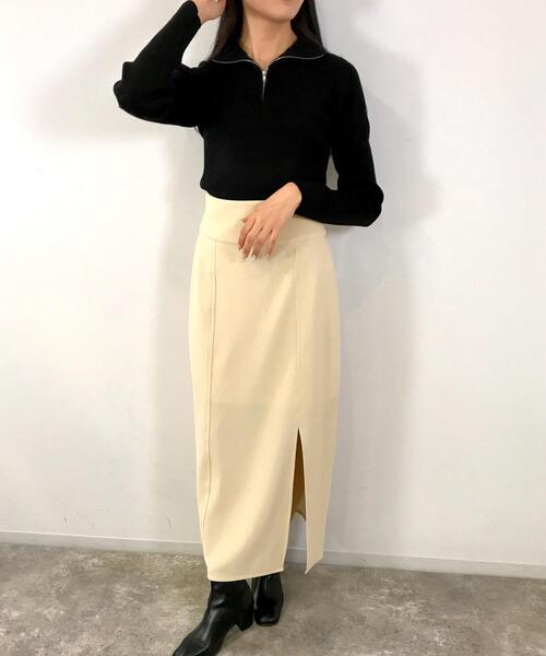 INGNI（イング）の「ハーフジップハイネックニット（ニット/セーター・レディース・ブラック/ベージュ/アイボリー・M）」の9枚目の写真