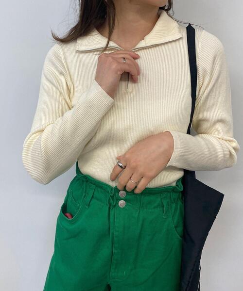 INGNI（イング）の「ハーフジップハイネックニット（ニット/セーター・レディース・ブラック/ベージュ/アイボリー・M）」の12枚目の写真