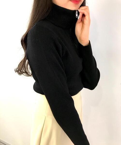 INGNI（イング）の「ハーフジップハイネックニット（ニット/セーター・レディース・ブラック/ベージュ/アイボリー・M）」の13枚目の写真