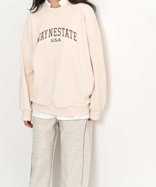 me+em select（ミームセレクト）の「WAYNESTATEプリントやわらかスウェット（Tシャツ/カットソー・レディース・クリーム/ネイビー/グレー・FREE）」の3枚目の写真
