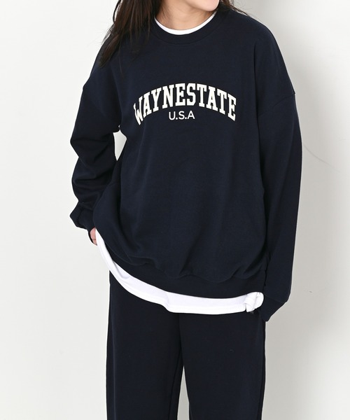 me+em select（ミームセレクト）の「WAYNESTATEプリントやわらかスウェット（Tシャツ/カットソー・レディース・クリーム/ネイビー/グレー・FREE）」の6枚目の写真