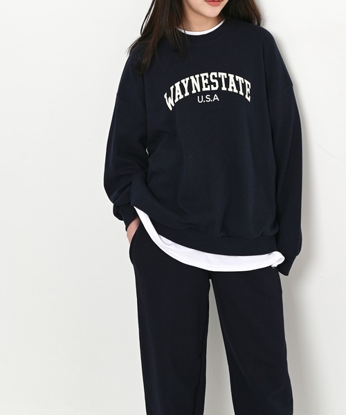 me+em select（ミームセレクト）の「WAYNESTATEプリントやわらかスウェット（Tシャツ/カットソー・レディース・クリーム/ネイビー/グレー・FREE）」の7枚目の写真