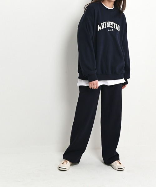 me+em select（ミームセレクト）の「WAYNESTATEプリントやわらかスウェット（Tシャツ/カットソー・レディース・クリーム/ネイビー/グレー・FREE）」の12枚目の写真