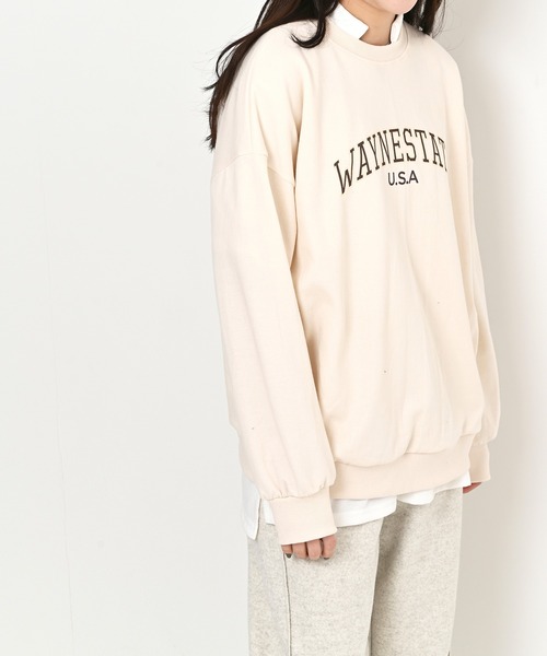 me+em select（ミームセレクト）の「WAYNESTATEプリントやわらかスウェット（Tシャツ/カットソー・レディース・クリーム/ネイビー/グレー・FREE）」の16枚目の写真