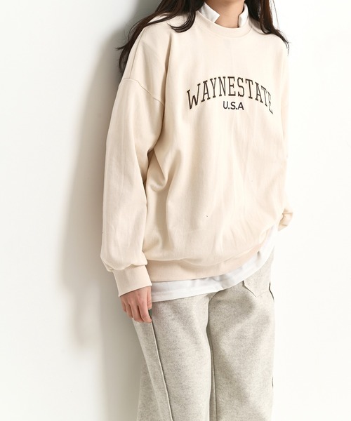 me+em select（ミームセレクト）の「WAYNESTATEプリントやわらかスウェット（Tシャツ/カットソー・レディース・クリーム/ネイビー/グレー・FREE）」の18枚目の写真