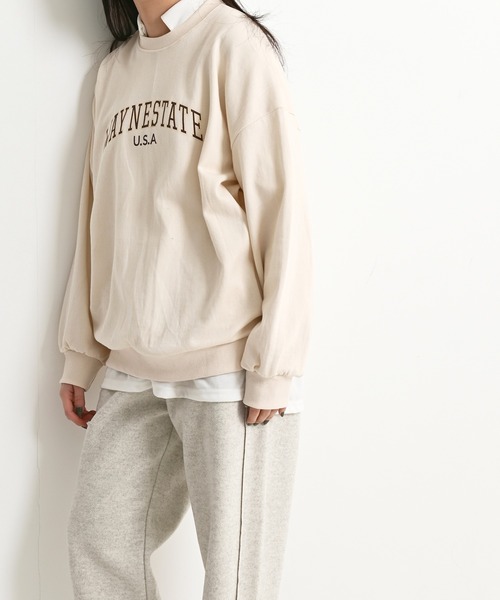 me+em select（ミームセレクト）の「WAYNESTATEプリントやわらかスウェット（Tシャツ/カットソー・レディース・クリーム/ネイビー/グレー・FREE）」の19枚目の写真
