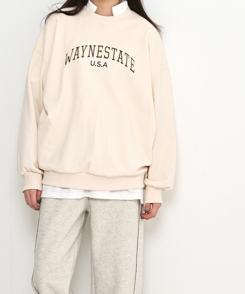 me+em select（ミームセレクト）の「WAYNESTATEプリントやわらかスウェット（Tシャツ/カットソー・レディース・クリーム/ネイビー/グレー・FREE）」の22枚目の写真
