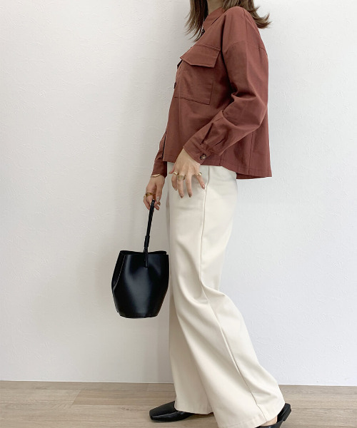 ISOOK（アイスー）の「Linen blend shirt jacket / リネンブレンドシャツジャケット（テーラードジャケット・レディース・ブラウン・FREE）」の6枚目の写真