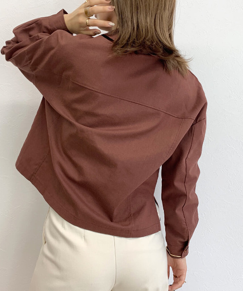 ISOOK（アイスー）の「Linen blend shirt jacket / リネンブレンドシャツジャケット（テーラードジャケット・レディース・ブラウン・FREE）」の3枚目の写真