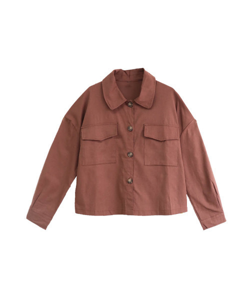 ISOOK（アイスー）の「Linen blend shirt jacket / リネンブレンドシャツジャケット（テーラードジャケット・レディース・ブラウン・FREE）」の2枚目の写真