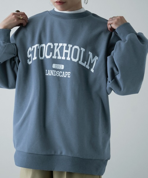 etoll.(エトル)の「裏毛カレッジロゴスウェット mtm(スウェット・レディース・オートミール/ブルー/ブラック・FREE)」の11枚目の写真