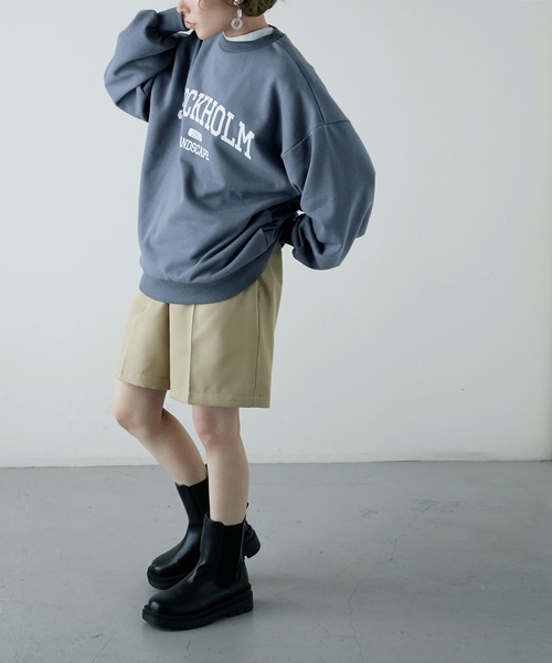 etoll.(エトル)の「裏毛カレッジロゴスウェット mtm(スウェット・レディース・オートミール/ブルー/ブラック・FREE)」の20枚目の写真