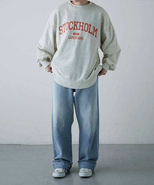 etoll.(エトル)の「裏毛カレッジロゴスウェット mtm(スウェット・レディース・オートミール/ブルー/ブラック・FREE)」の5枚目の写真