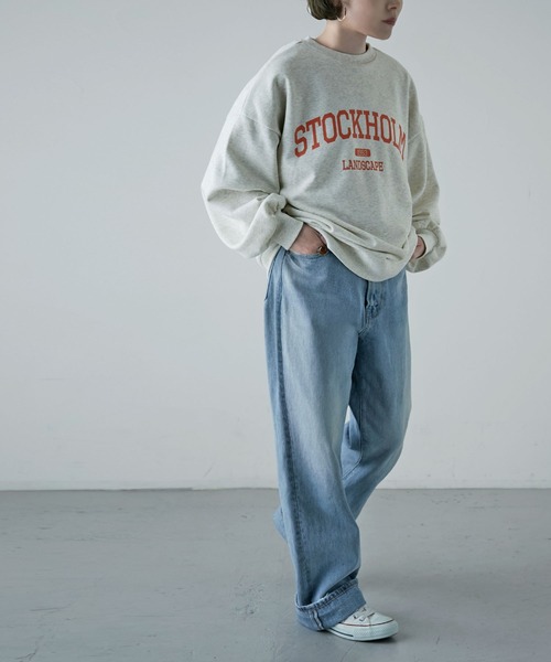 etoll.(エトル)の「裏毛カレッジロゴスウェット mtm(スウェット・レディース・オートミール/ブルー/ブラック・FREE)」の14枚目の写真