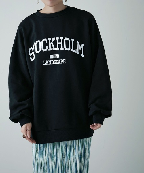 etoll.(エトル)の「裏毛カレッジロゴスウェット mtm(スウェット・レディース・オートミール/ブルー/ブラック・FREE)」の12枚目の写真