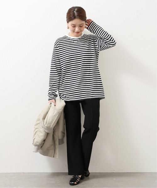 JOURNAL STANDARD（ジャーナルスタンダード）の「《追加》クラシックボーダーロングTシャツ◆2（Tシャツ/カットソー・レディース・ブラック・FREE）」の6枚目の写真