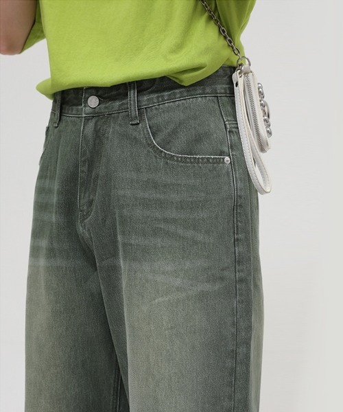 Ressaca(レサーカ)の「ワイドストレートグリーンカラーデニムパンツ(デニムパンツ・メンズ・グリーン・S/M/L/XL)」の4枚目の写真