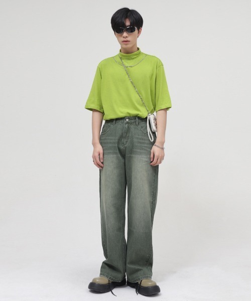 Ressaca(レサーカ)の「ワイドストレートグリーンカラーデニムパンツ(デニムパンツ・メンズ・グリーン・S/M/L/XL)」の9枚目の写真