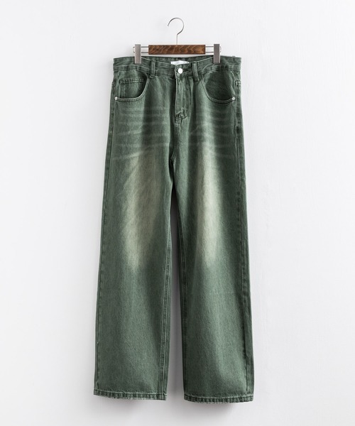 Ressaca(レサーカ)の「ワイドストレートグリーンカラーデニムパンツ(デニムパンツ・メンズ・グリーン・S/M/L/XL)」の10枚目の写真