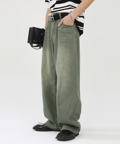 Ressaca(レサーカ)の「ワイドストレートグリーンカラーデニムパンツ(デニムパンツ・メンズ・グリーン・S/M/L/XL)」の22枚目の写真