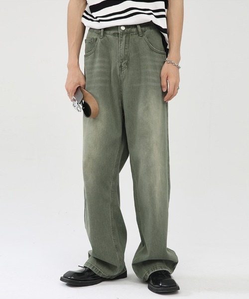 Ressaca(レサーカ)の「ワイドストレートグリーンカラーデニムパンツ(デニムパンツ・メンズ・グリーン・S/M/L/XL)」の21枚目の写真