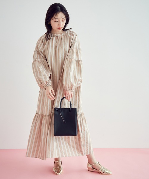VIS（ビス）の「【前後2WAY】袖ボリュームマルチストライプワンピース（シャツワンピース・レディース・サックスブルー/ベージュ系その他2・FREE）」の17枚目の写真