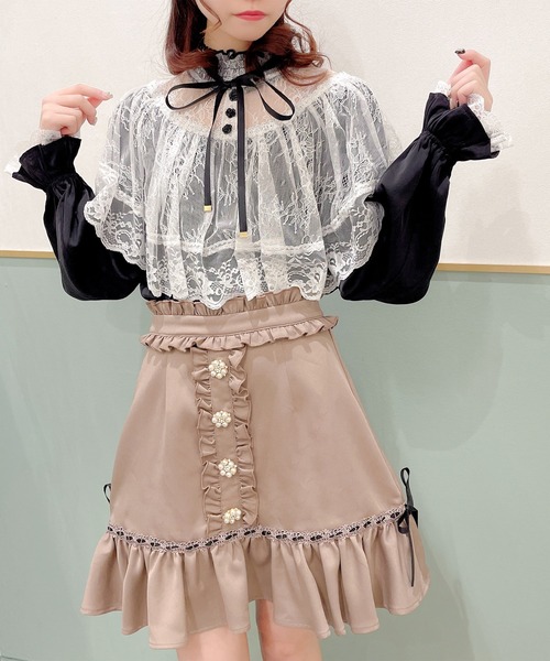 ROJITA（ロジータ）の「配色レーシーケープブラウス（シャツ/ブラウス・レディース・ホワイト/ブラック/ピンク・FREE）」の8枚目の写真