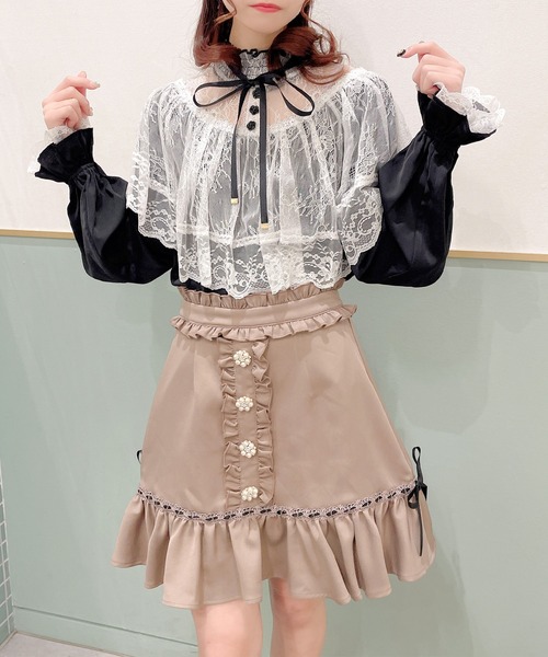 ROJITA（ロジータ）の「配色レーシーケープブラウス（シャツ/ブラウス・レディース・ホワイト/ブラック/ピンク・FREE）」の9枚目の写真