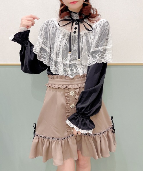 ROJITA（ロジータ）の「配色レーシーケープブラウス（シャツ/ブラウス・レディース・ホワイト/ブラック/ピンク・FREE）」の10枚目の写真