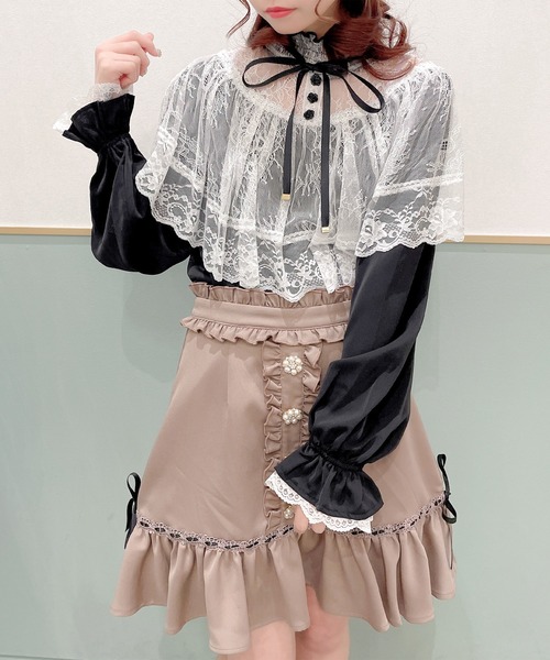 ROJITA（ロジータ）の「配色レーシーケープブラウス（シャツ/ブラウス・レディース・ホワイト/ブラック/ピンク・FREE）」の11枚目の写真