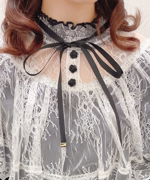 ROJITA（ロジータ）の「配色レーシーケープブラウス（シャツ/ブラウス・レディース・ホワイト/ブラック/ピンク・FREE）」の16枚目の写真