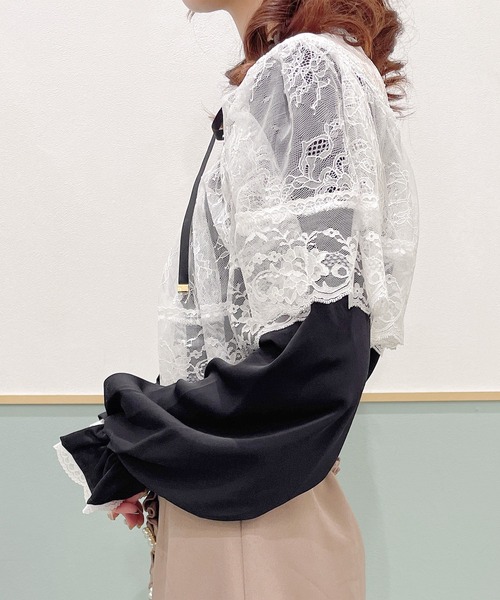 ROJITA（ロジータ）の「配色レーシーケープブラウス（シャツ/ブラウス・レディース・ホワイト/ブラック/ピンク・FREE）」の18枚目の写真