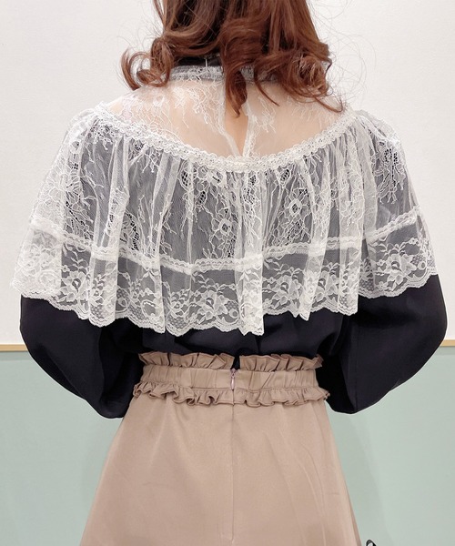 ROJITA（ロジータ）の「配色レーシーケープブラウス（シャツ/ブラウス・レディース・ホワイト/ブラック/ピンク・FREE）」の19枚目の写真