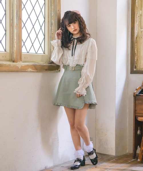 ROJITA（ロジータ）の「配色レーシーケープブラウス（シャツ/ブラウス・レディース・ホワイト/ブラック/ピンク・FREE）」の4枚目の写真