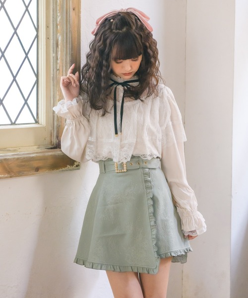 ROJITA（ロジータ）の「配色レーシーケープブラウス（シャツ/ブラウス・レディース・ホワイト/ブラック/ピンク・FREE）」の5枚目の写真