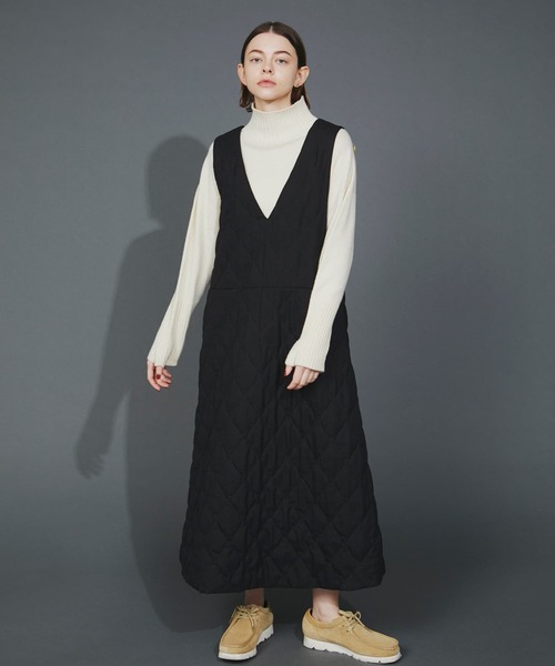 F/CE. （エフシーイー）の「F/CE. WOOL QUILT ONE-PIECE / エフシーイー ウール キルトワンピース（ワンピース・レディース・ベージュ/ブラック・FREE）」の2枚目の写真