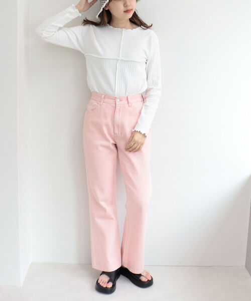 fredy emue（フレディエミュ）の「リブテレコ切り替えプルオーバーカットソー（Tシャツ/カットソー・レディース・チャコールグレー/ベージュ/オフホワイト・38）」の21枚目の写真