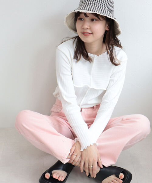 fredy emue（フレディエミュ）の「リブテレコ切り替えプルオーバーカットソー（Tシャツ/カットソー・レディース・チャコールグレー/ベージュ/オフホワイト・38）」の22枚目の写真