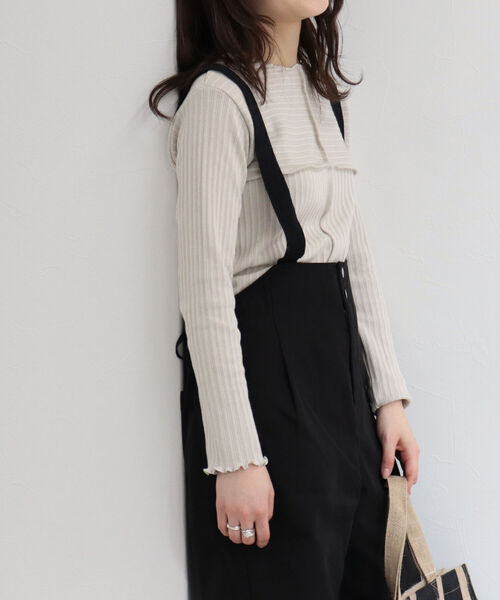 fredy emue（フレディエミュ）の「リブテレコ切り替えプルオーバーカットソー（Tシャツ/カットソー・レディース・チャコールグレー/ベージュ/オフホワイト・38）」の5枚目の写真