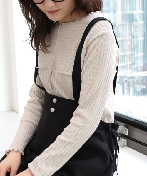 fredy emue（フレディエミュ）の「リブテレコ切り替えプルオーバーカットソー（Tシャツ/カットソー・レディース・チャコールグレー/ベージュ/オフホワイト・38）」の6枚目の写真