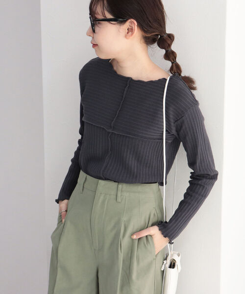 fredy emue（フレディエミュ）の「リブテレコ切り替えプルオーバーカットソー（Tシャツ/カットソー・レディース・チャコールグレー/ベージュ/オフホワイト・38）」の11枚目の写真